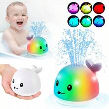 鲸鱼洗澡玩具 - 适合1-3岁儿童的简易洗澡玩具，带灯光功能的浴缸喷泉玩具，6-12-18个月婴儿洗澡喷水玩具，婴儿圣诞袜填充物，生日礼物 - 彩色 - 查看 7