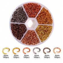 1盒彩色铝环，6毫米同色开口环，铝制钥匙扣/手链/项链连接配件，DIY珠宝制作材料