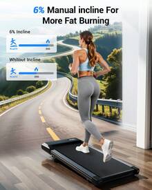 Foldable 6% Slope Under Desk Treadmills 2.5 HP Quiet Walking Pad Portable Remote Control LED Display 300LBS Exercise Walkingpad - US A Type Plug(110-127V) - View 5