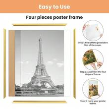 Upsimples 11x17 Picture Frame Gold 3 Pack, Scratch-Proof 11 X 17 Poster Frames For Photo Gallery - Slide-In Strips, Horizontal Or Vertical Wall Mounting - Gold - View 3