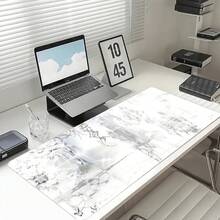 Large XXL Abstract Art Gaming Mouse Pad - Silver White, Rubber Base, Perfect For Office Decoration, Smooth Surface For Precise Mouse Movement, Desktop Mouse Pad - B - View 6