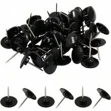50 Pcs Black Push Pins, Plastic Thumb Tacks Wall Hanging, Flat And Steel Point Push Pins Wall Tacks Thumbtacks Furniture Cork Board Projects Or Home Decor - Đen + 50 - Xem 6