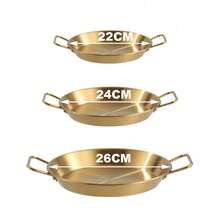 3PCS/Set  Seafood Rice Pot Frying Pan Double Ear Crayfish Plate Pan Stainless Steel Fri   22cm  24cm  26cm - Gold - View 1
