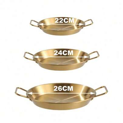 3PCS/Set  Seafood Rice Pot Frying Pan Double Ear Crayfish Plate Pan Stainless Steel Fri   22cm  24cm  26cm
