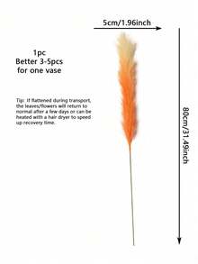 1pc/6pcs Silk Fabric Faux Feather Reed Wedding Party Holiday Birthday Decor Photography Props Home Decoration, Excellent Quality - Small Single Orange Gradient - View 2