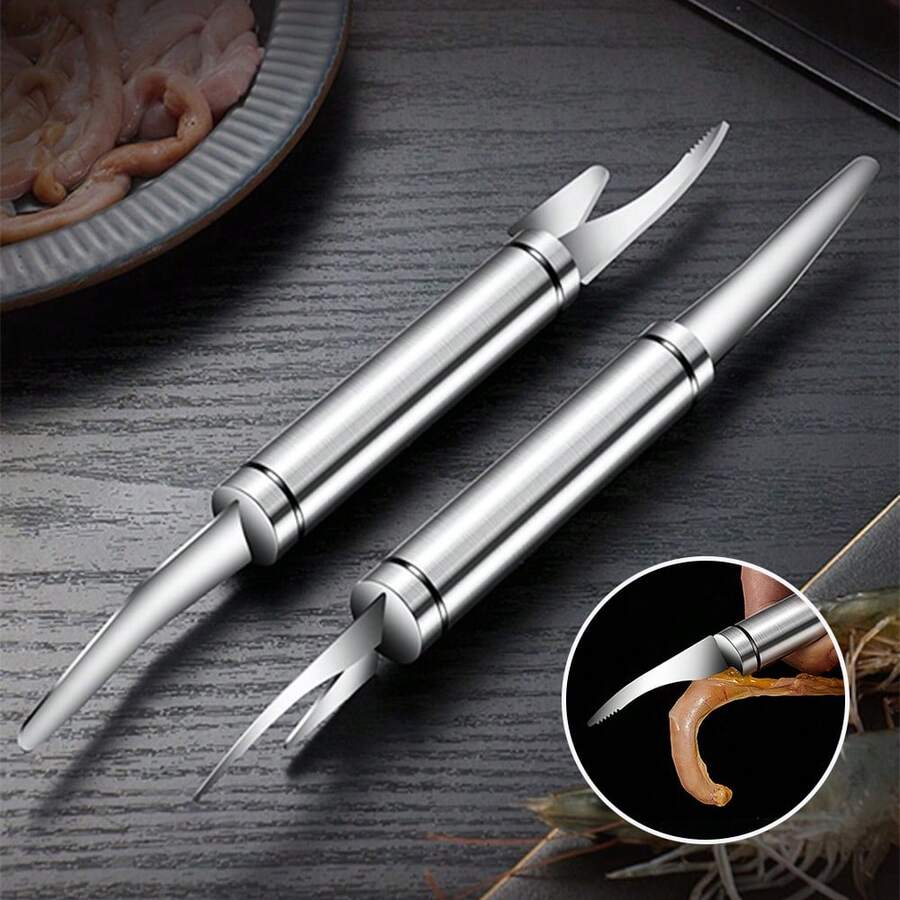 3PCS 5 In 1 Multifunctional Shrimp Line Fish Maw Knife Stainless Steel Line Knife - Silver - View 1