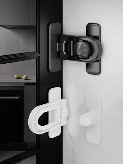 1/2 piezas Cerradura de para niños, Cerradura de para refrigerador, Cerradura de anti-apertura para puerta de refrigerador sin taladro, Cerradura anti-pellizco para cajón, Adecuado para refrigerador/microondas/gabinete/cerradura de para cajón sin taladro