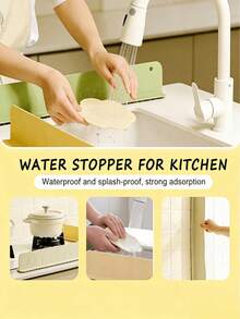 Kitchen Sink Splash Guard, Sink Side Splash Panel, Washbasin And Sink Splash Strip. Suitable For Modern Standard Sinks. All-Weather Usable. Kitchen Vegetable Washing And Dishwashing Sink, Washbasin And Vanity Top Splash Protection. Splash Pad With Silicone Waterproof Strip.