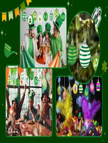 2 buah Dekorasi Pohon Natal Kayu 2D 16 buah untuk Hari St. Patrick, Ornamen Gantung Hari St. Patrick, Dekorasi Pohon Semanggi Irlandia, Dekorasi Rak Pesta (Catatan: Kayu Datar 2D, Bukan Bulat!) - MultiWarna - View 3
