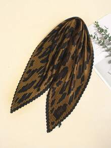 1件装女士春季新款褶皱印花方巾围巾颈套头带多功能系带，适合日常使用 - 彩色 - 查看 2