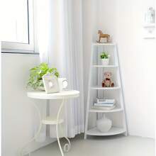 Senmeo 1PC 5-Tier Nordic Corner Shelf - Space-Saving Vertical Storage Cabinet With Shelves & Drawers, Modern Plastic Organizer - 白色 - 查看 4