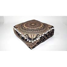 CRAFT CASTLE ICC Mandala Barmeri Large Floor Pillow Cover Cushion Meditation Seating Ottoman Throw Cover Hippie Decorative Zipped Bohemian Pouf Ottoman Cases Black Gold, 18\ Square - Vàng đen - Xem 5