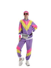 2pcs/Set Retro 80s Disco Hip Hop Tracksuit Jacket And Pants Set, Adult Unisex, Dance Costume - Multicolor - View 14