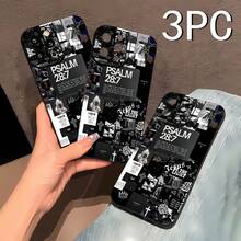 Funda para teléfono con collage cristiano inspirador. Este llamativo diseño presenta citas e imágenes religiosas, un recordatorio diario de fuerza y positividad. Compatible con  17,  16 Pro Max,  15 Pro Max,  13 y  12. Fabricada en TPU resistente para mayor protección contra golpes y caídas. Un regalo perfecto para creyentes, amigos o familiares en ocasiones como cumpleaños, festividades o simplemente para animar a alguien. - Negro - Ver 3