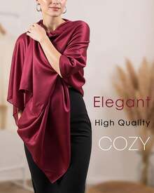 Sofier Satin Shawl Wrap Women's Evening Dress Wedding Bride Party Silky Scarf Formal Cover-Up Bridesmaid Gift - 白色 - 查看 3