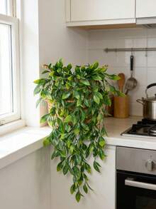 1 buc plante verzi artificiale suspendate de 30,31 inch, iarbă fildeș, decorare cu plante artificiale, plante verzi suspendate false, plante simulate, potrivite pentru decorarea camerei de acasă, decorare pentru rafturi interioare, decorare pentru grădină de perete exterioară, decorare pentru cadru de masă de terasă - Verde - Vizualizare 8