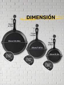 Juego De 3 Sartenes De Hierro Antiadherente Negro, Utensilios De Cocina Para El Hogar, Sartén Multifuncional Para Uso Doméstico o Al Aire Libre, Utensilios De Cocina Planos Para Cocinar a Diario, Sartén Para Crepas, Parrilla Antiadherente Para Calentar y Asar, Ideal Para Hacer Sándwiches y Crepas. - Negro - Ver 12
