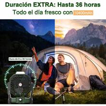 mhjVentilador Portatil con Luz LED Abanico Portatil Inalámbrico de 10400 mAh Recargable USB para Camping Tienda Viajes Hogar Abanico Recargable de Escritorio Verdesleeping Bags - 219160401 - Ver 3