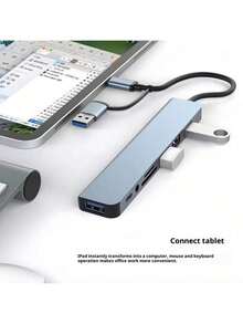 8-In-1 Docking Station Hub, USB 3.0 Multi-Port Hub Splitter, Suitable For Mobile Phones/Computers/Speakers/Tablets/TVs - 銀色 - 查看 5