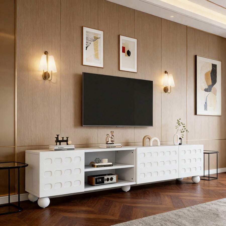 Television Stands & Entertainment Centers - White+Particle Board - View 1
