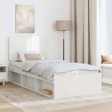 vidaXL Cadre de lit Blanc 90 x 190 cm Bois de pin massif - Blanc - Voir 3