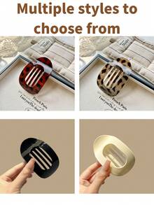 1pc/4pcs Set Colorful Leopard Print Flat Round Hair Clips, Non-Slip Alligator Clips, Arched Design, Retro Minimalist Women Hair Accessories, Hair Clips, Hair Claws, Hair Pins, Hair Barrettes, Head Accesssories - Multicolor - View 4