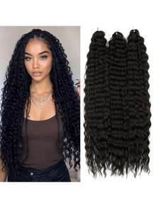Water Wave Twist Crochet Hair Synthetic Braids Hair Ombre Blonde 22 Inch 3PCS Curl Hair Deep Wave Braiding Hair Extensions - Multicolor - View 7