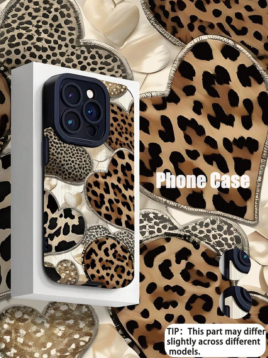 1 chiếc ốp lưng điện thoại bằng da giả mềm mại, kiểu dáng tối giản, họa tiết trái tim và da báo, thích hợp làm quà tặng cho bạn bè, người yêu, gia đình, tương thích với iPhone và các dòng máy 17/17AIR/17PRO/17PROMAX. - Nhiều màu - Xem 1