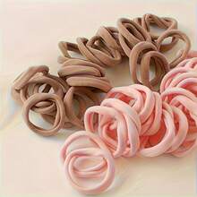 50Pcs Versatile Two-Tone Hair Ties Soft Synthetic Fiber Non-Slip Elastic Portable Daily/Yoga/Sleep New Year/Graduation/Travel Universal