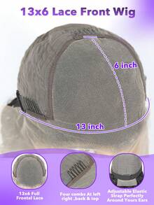 13x6 Lace Front Kinky Straight Wig Transparent Yaki Straight Frontal Closure Human Hair Wigs For Women 180% Density Wig Pre Plucked With Baby Hair Extra Big Parting Space Create The Hair Style You Like Natural Black (8-30 Inch) - Natural Black - 查看 6