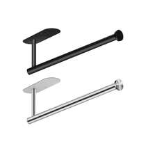 Stainless Steel Paper Towel Holder, Black And Silver, Wall-Mounted Design, Self-Adhesive Or Drilled Installation, Suitable For Various Scenarios In Kitchen, Bathroom, Pantry, And Refrigerator, Car Wash, Durable And Sturdy - 銀色 - 查看 11