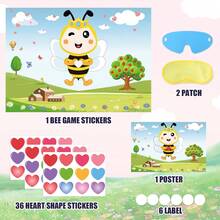 Valentines Day Games - Pin The Heart On The Bee With 36 Heart Stickers Valentines Day Games For Boys, Girls Ang Adults Classroom Party Pin Game With Reusable Heart Stickers - Multicolor - View 3