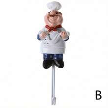 1pc Strong Adhesive Cartoon Chef Hook, Used For Kitchen And Bathroom Storage, Seamless Nail Wall, Kitchen Wall Hanging Clothes Hook, Fun Home Decoration - Kiểu B - Xem 5