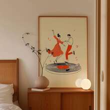 1/3 BUCĂȚI Poster pânză cuplu dansator. Poster retro cu pick-up, ilustrație cu tematică muzicală modernă. Foarte potrivit ca decor de perete pentru camere de zi, dormitoare, coridoare, sufragerii și coridoare de birou. Decorațiune pentru casă! Decorațiune interioară. Camera este decorată rafinat și dotată cu rame opționale. - Multicolor - Vizualizare 10