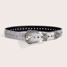 1pc Women's Y2k Style Western Chunky Waist Belt With Dopamine Star & Eye Decor, Perfect For Daily Wear Party Summer, School - 銀色 - 查看 2