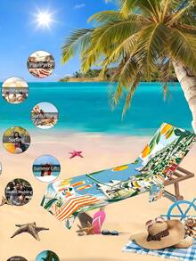 1 Set Mediterranean Holiday Pool Lounge Chair Cover, Printed Beach Chair Cover, Super Fiber Quick Dry Pool Lounge Chair Towel, All Season Spring/Summer Beach Towel Chair Cover, Lounge Chair Towel, Beach Towel With Pocket, Holiday Accessory, Travel Essential, Travel, Beach Bag, Back To School, Travel, Swim Pool Towel, Beach Bag