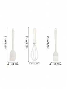 3pcs Silicone Kitchen Utensil Set, Minimalist Kitchen Tool Set, Includes Baking Brush - Multicolor - View 9