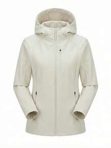 CAMEL CROWN 女士户外抓绒外套，保暖，修身，显瘦，适合徒步旅行和户外活动，时尚立领带抓绒内衬，运动服 - 輕霜白 - 查看 6