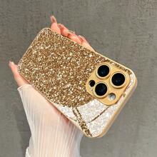 Gold Glitter Pattern Luxury-Inspired Electroplated Design Glass Phone Case For IPhone 17 Air/16/15/14/13/12 Pro Max/17 16 15 14 Plus/13 12 11 Thickened Soft-Edged Hard-Backed Anti-Drop Protective Case Suitable For Samsung S20 S21 S22 S23 S24 S25 FE/ULTRA/PLUS A05 A06 A14 A15 A16 A24 A25 A26 A34 A35 A36 A54 A55 A56 - Vàng - Xem 5