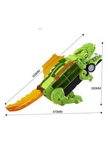 Transportador de dinosaurios plegable con pista de carreras, incluye 8 mini coches, juguete divertido para niños - Verde - Ver 4
