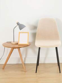 1/4/6pcs Milk Silk Solid Color Shell Chair Covers, Stretchy Polyester Fiber, Machine Washable, Suitable For Kitchen, Living Room Shell Dining Chairs, Home Decor - Beige - View 5