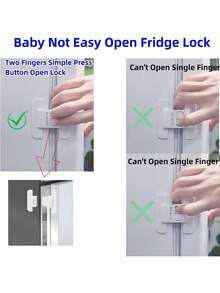 2pcs Self-Adhesive Safety Locks, No Drilling Needed, Universal Fridge Door Fixers, Drawer Storage Box Auto Lock, Plastic Lock For Unclosable Items, Double Lock Design To Prevent Opening, No Drilling Installation, Safe Anti-Open Lock