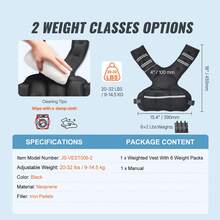 Chaleco ponderado ajustable, chaleco de peso de 20-32 libras con 6 pesos de arena de hierro y raya reflectante, conjunto de ejercicio de chaleco de peso corporal para hombres y mujeres, equipo de entrenamiento para el entrenamiento de fuerza - Negro - Ver 7