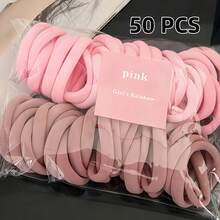 50Pcs Versatile Two-Tone Hair Ties Soft Synthetic Fiber Non-Slip Elastic Portable Daily/Yoga/Sleep New Year/Graduation/Travel Universal