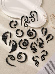 Acrylic Body Piercing Twisted Ear Taper Gauge Expander Spiral Ear Plug - Punk Body Piercing Jewelry, Adjustable Size, Fake Ear Lobe. Comfortable To Wear, Eye-Catching Design - Ideal For Fashion Enthusiasts And Body Modification Lovers - Geometry - View 2
