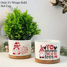 40张UV转印贴纸，情人节主题小矮人图案塑料贴花，包含小矮人、情人节爱心、鲜花和甜蜜爱情语录图案，适用于16盎司玻璃杯，高品质DIY工艺品套装，适用于水杯和饮具，节日装饰配件，情人节礼物的完美之选 - 彩色 - 查看 11