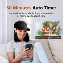 Wireless Red Light Cap For Hair Growth - USB Rechargeable, Wireless Red Light Therapy For Men & Women, Hair Loss Treatment, Hair Root Strengthening, Modern Design, Highquality Light Emission - 黑色 - 查看 4