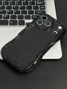 1pc Cute Cartoon Ice Cream Shaped Phone Case, Compatible With Apple 17 Pro Max/16 Pro Max/15 Pro Max/13/15/16/17 Pro/14/11, 3D Stereo Black Phone Protective Cover - Black - View 2