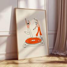 1/3 BUCĂȚI Poster pânză cuplu dansator. Poster retro cu pick-up, ilustrație cu tematică muzicală modernă. Foarte potrivit ca decor de perete pentru camere de zi, dormitoare, coridoare, sufragerii și coridoare de birou. Decorațiune pentru casă! Decorațiune interioară. Camera este decorată rafinat și dotată cu rame opționale. - Multicolor - Vizualizare 11