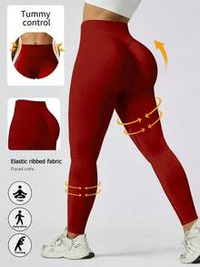 1 chiếc quần legging định hình dáng người dành cho nữ, thích hợp cho yoga, thể dục, chạy bộ ngoài trời, trang phục Giáng sinh, quần định hình eo cao cho nữ, quần legging màu đỏ giúp thon gọn vòng eo. - Đỏ - Xem 2